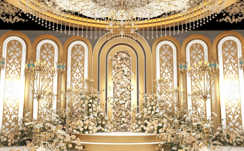 孟连香槟色调婚礼堂效果展示